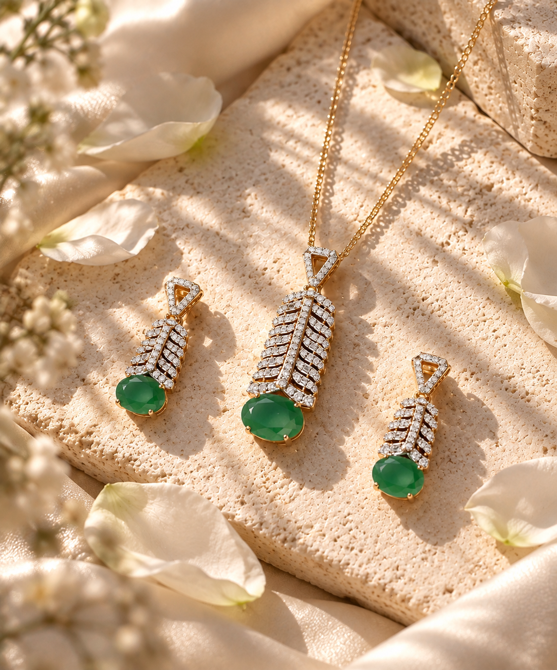 Emerald Pendant Set