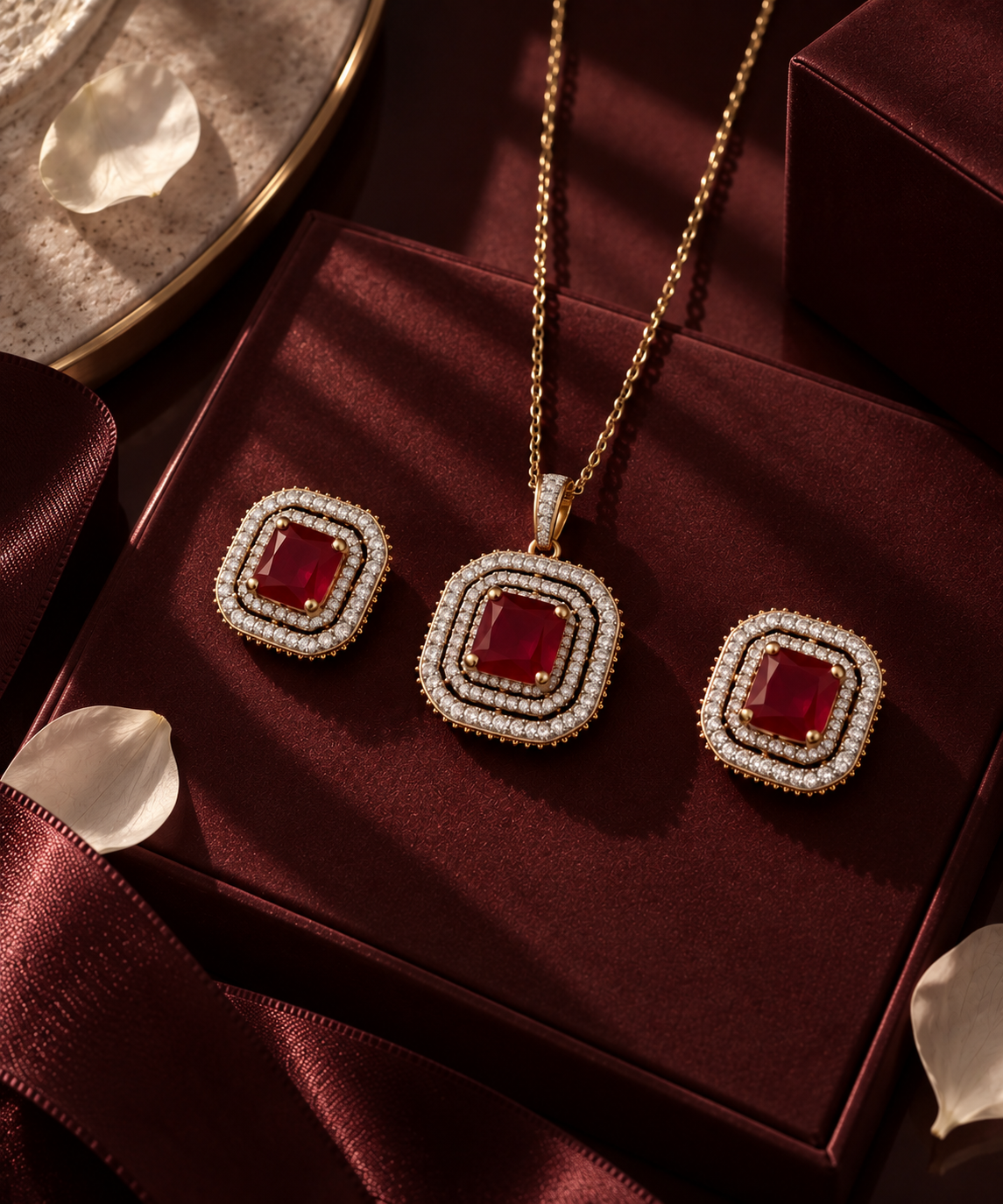 Ruby Pendant Set