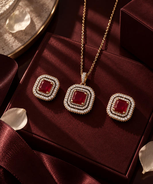 Ruby Pendant Set